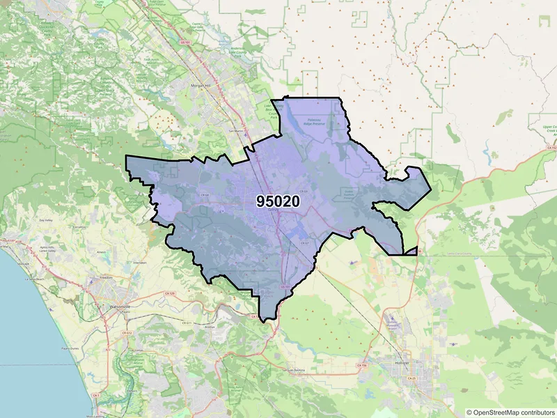 Map of ZIP Code 95020 — Gilroy, CA