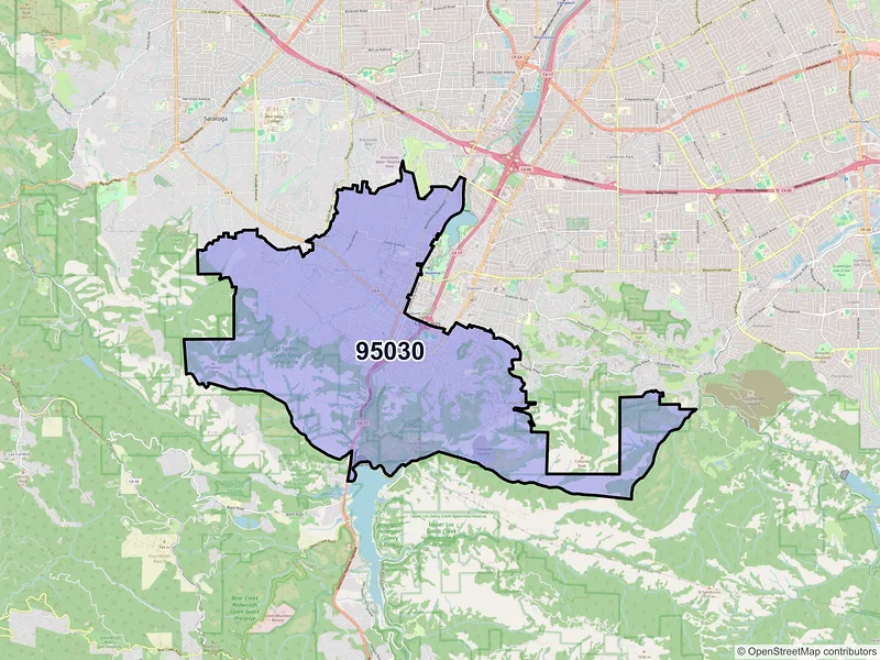 Map of ZIP Code 95030 — Los Gatos, CA