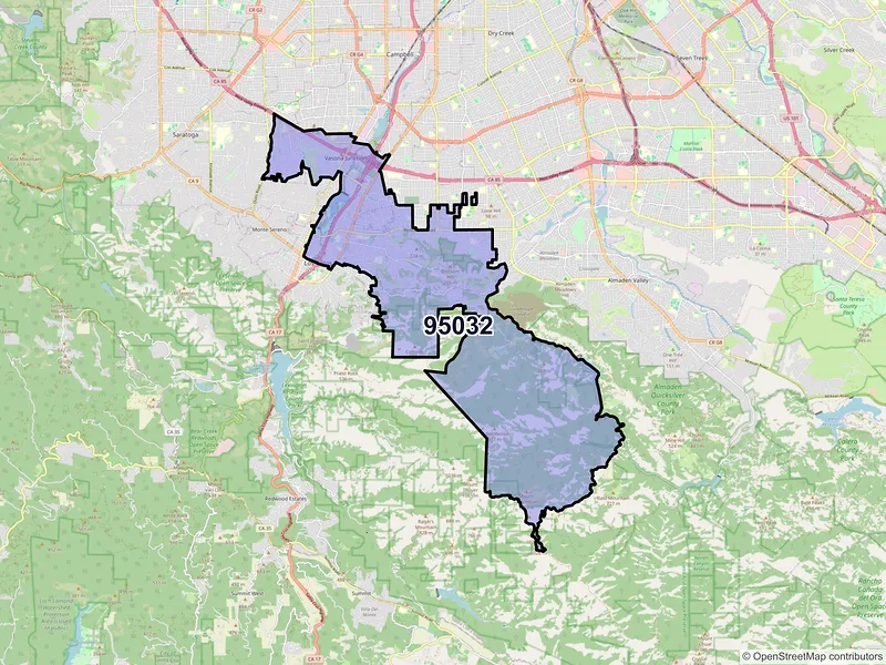 Map of ZIP Code 95032 — Los Gatos, CA