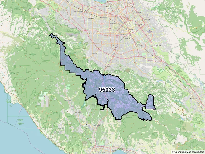Map of ZIP Code 95033 — Los Gatos, CA