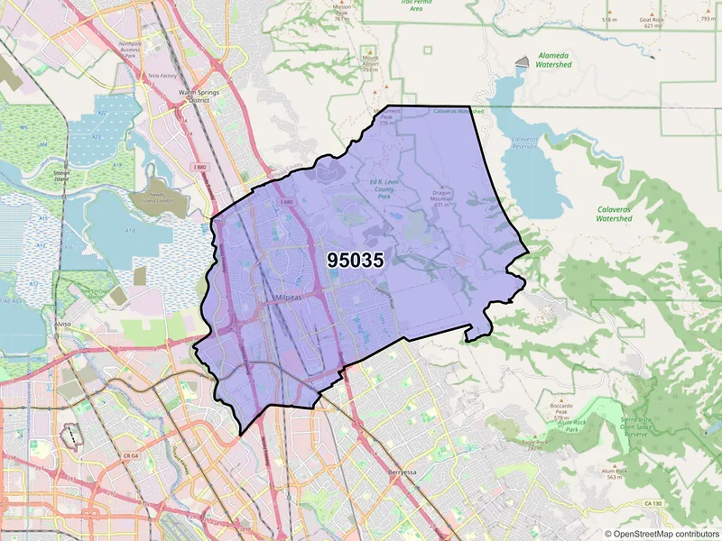 Map of ZIP Code 95035 — Milpitas, CA