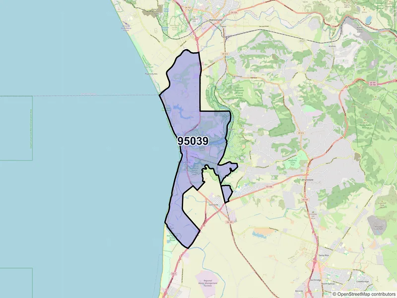 Map of ZIP Code 95039 — Moss Landing, CA