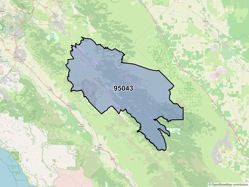 Map of ZIP Code 95043 — Paicines, CA