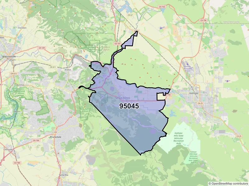 Map of ZIP Code 95045 — San Juan Bautista, CA