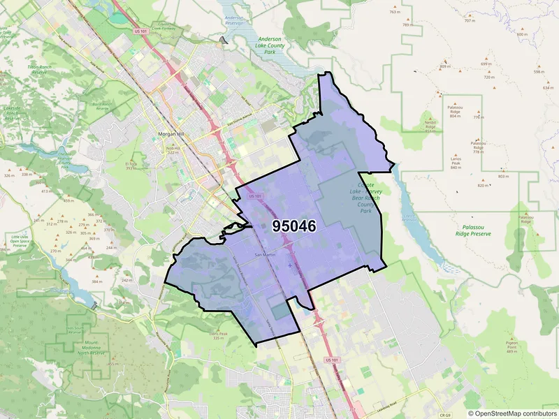 Map of ZIP Code 95046 — San Martin, CA