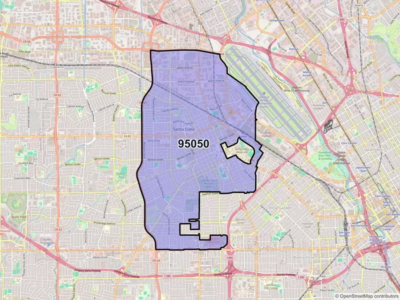 Map of ZIP Code 95050 — Santa Clara, CA