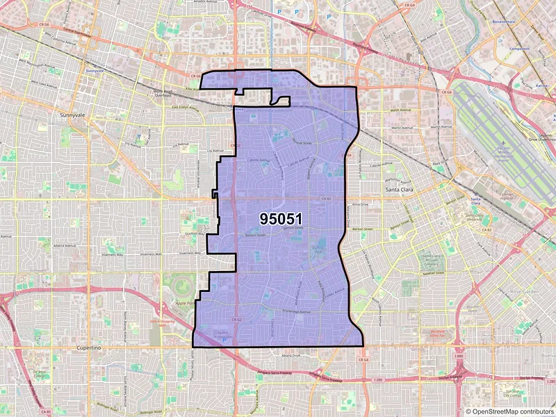 Map of ZIP Code 95051 — Santa Clara, CA