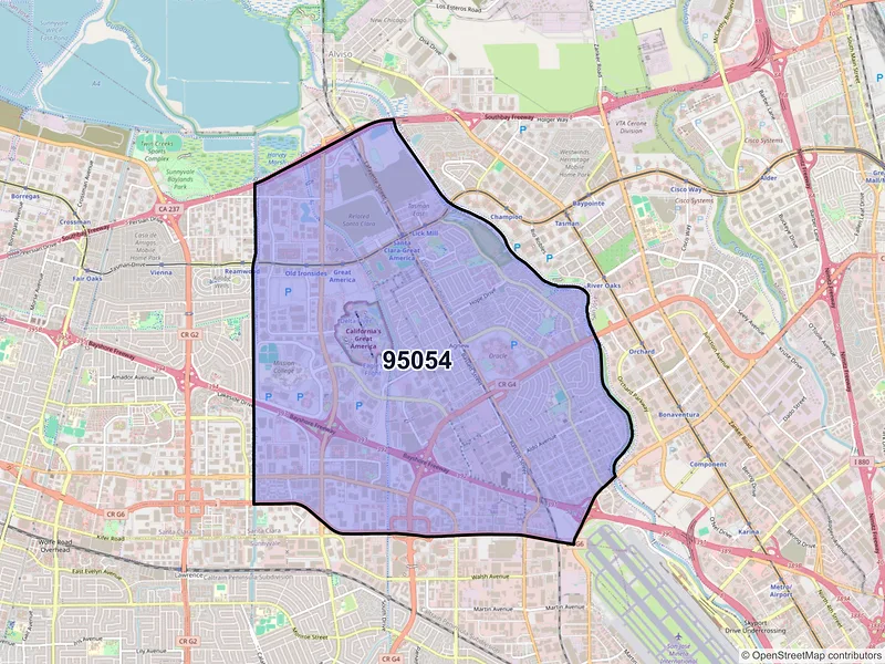 Map of ZIP Code 95054 — Santa Clara, CA