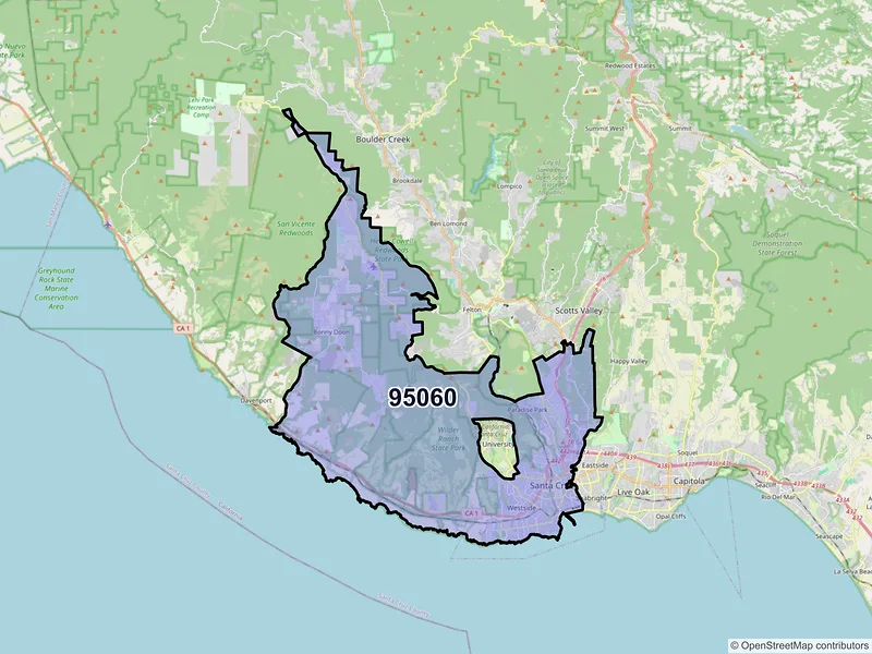 Map of ZIP Code 95060 — Santa Cruz, CA