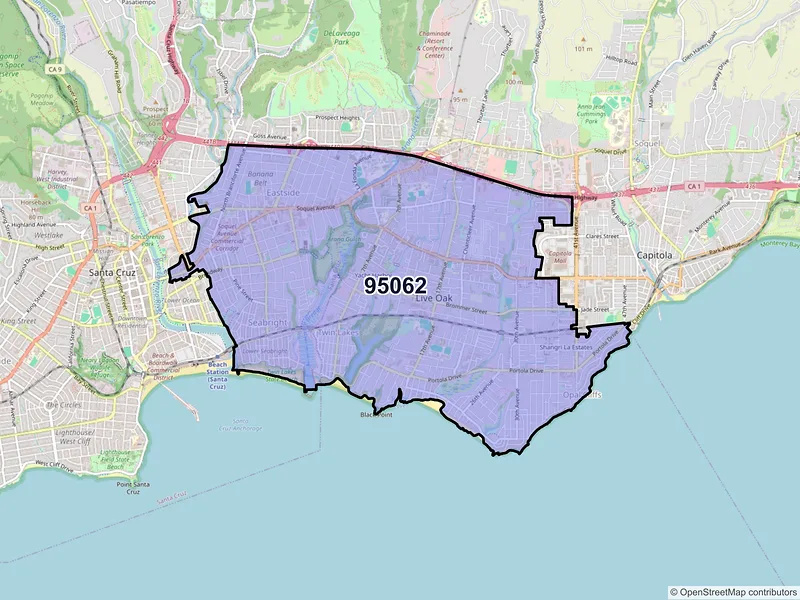 Map of ZIP Code 95062 — Santa Cruz, CA