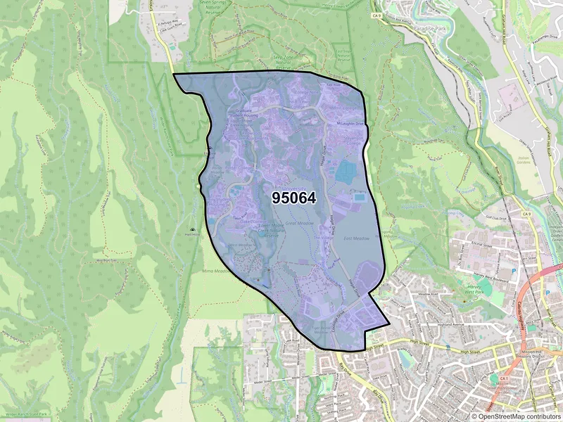 Map of ZIP Code 95064 — Santa Cruz, CA