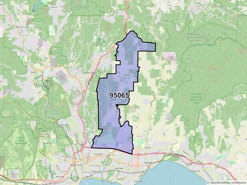 Map of ZIP Code 95065 — Santa Cruz, CA