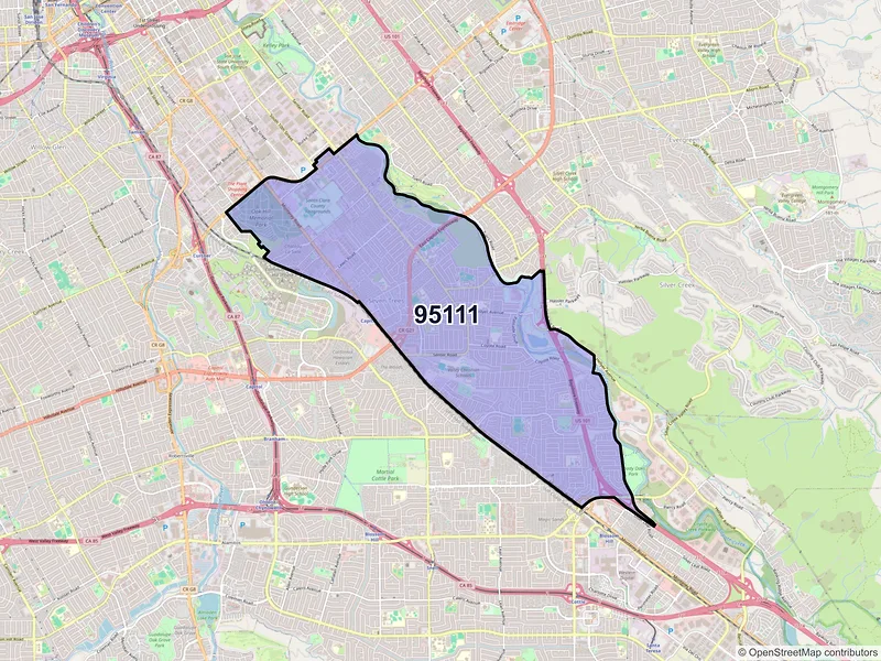 Map of ZIP Code 95111 — San Jose, CA