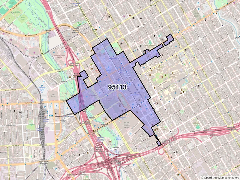 Map of ZIP Code 95113 — San Jose, CA
