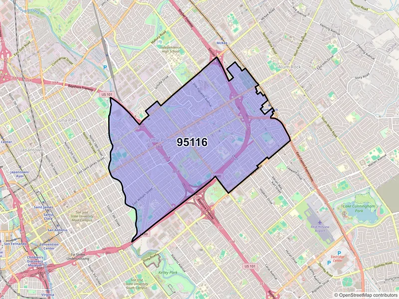 Map of ZIP Code 95116 — San Jose, CA