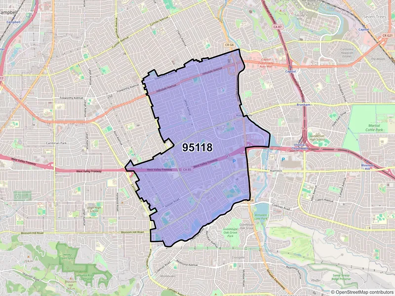 Map of ZIP Code 95118 — San Jose, CA