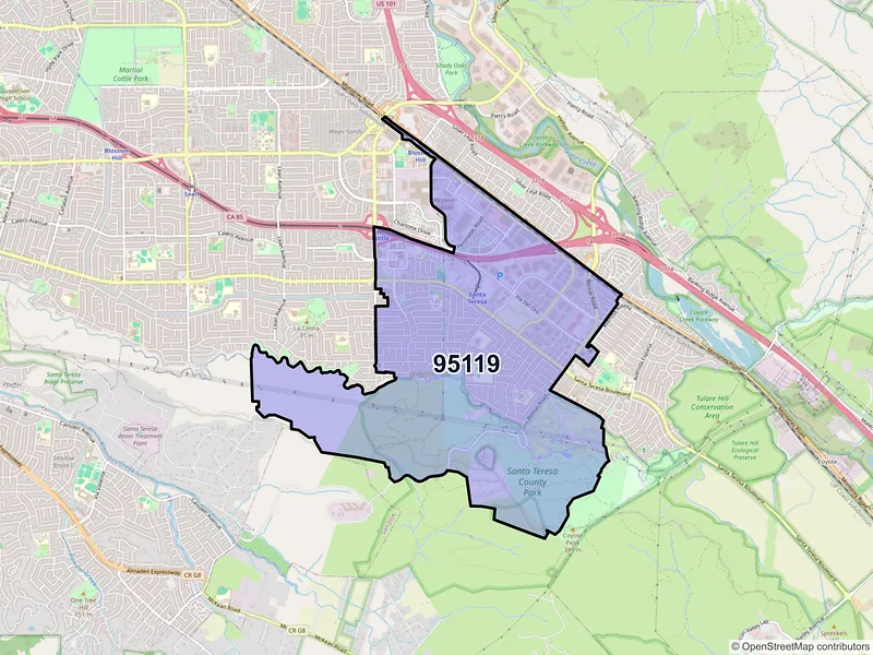 Map of ZIP Code 95119 — San Jose, CA