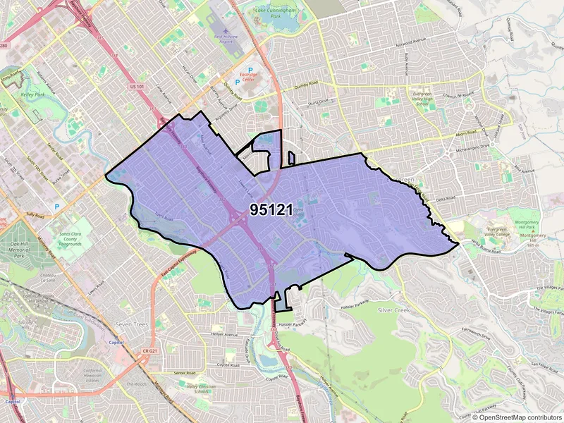 Map of ZIP Code 95121 — San Jose, CA
