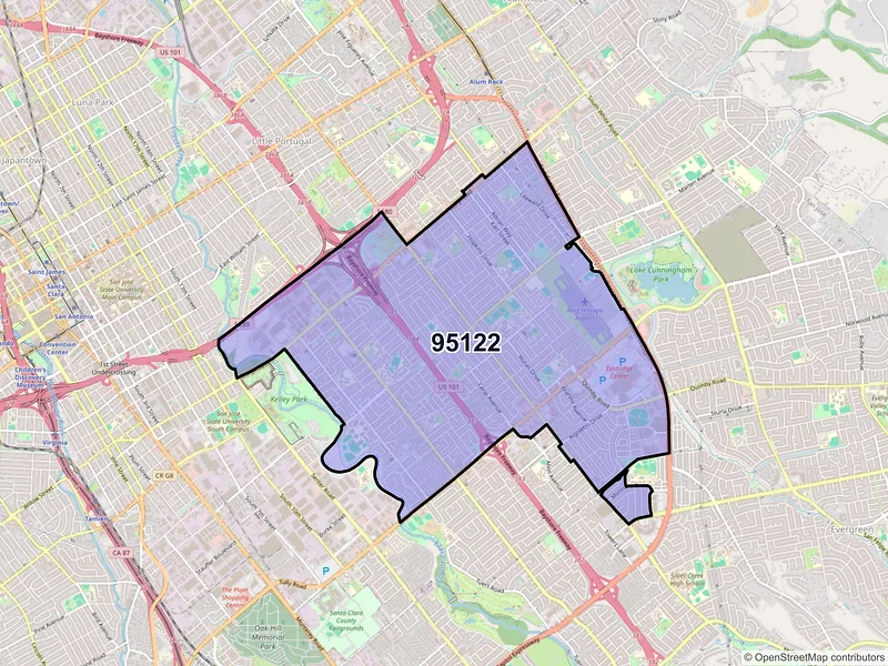 Map of ZIP Code 95122 — San Jose, CA