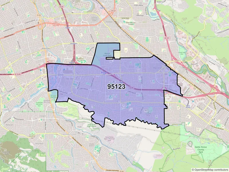 Map of ZIP Code 95123 — San Jose, CA