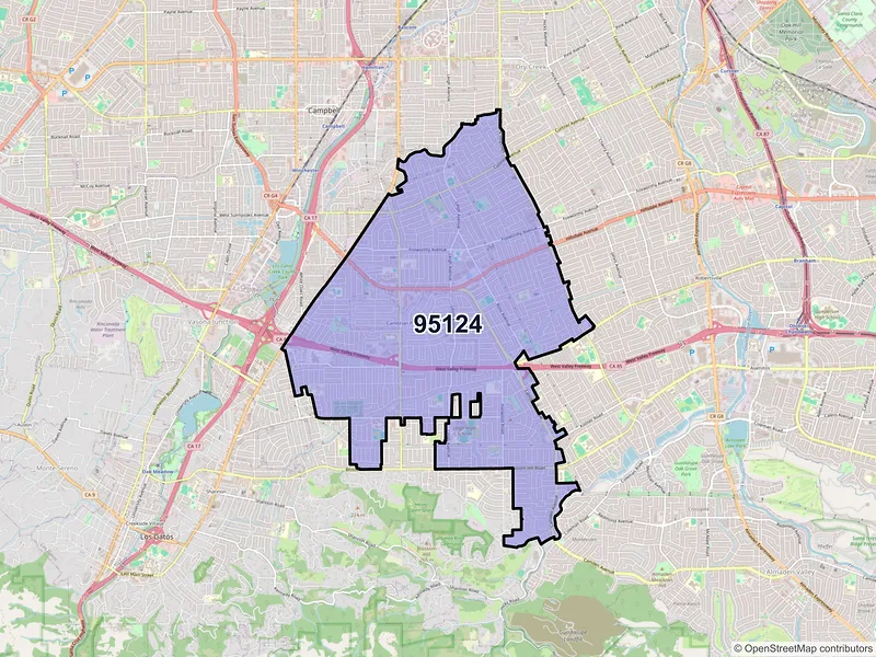 Map of ZIP Code 95124 — San Jose, CA