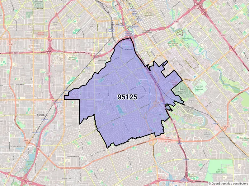 Map of ZIP Code 95125 — San Jose, CA