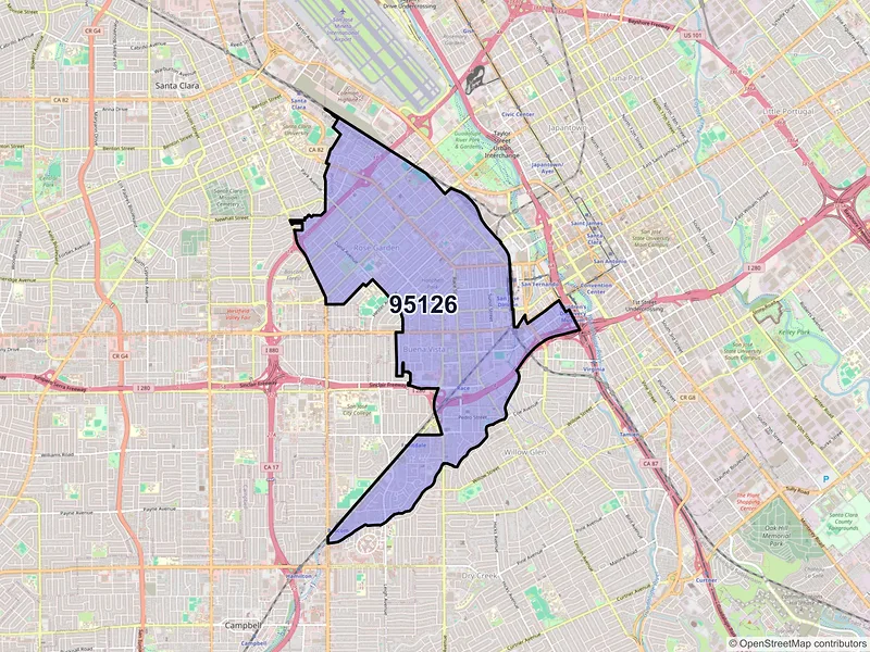 Map of ZIP Code 95126 — San Jose, CA