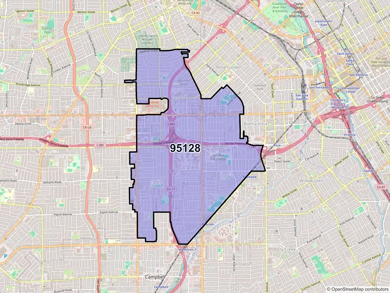 Map of ZIP Code 95128 — San Jose, CA
