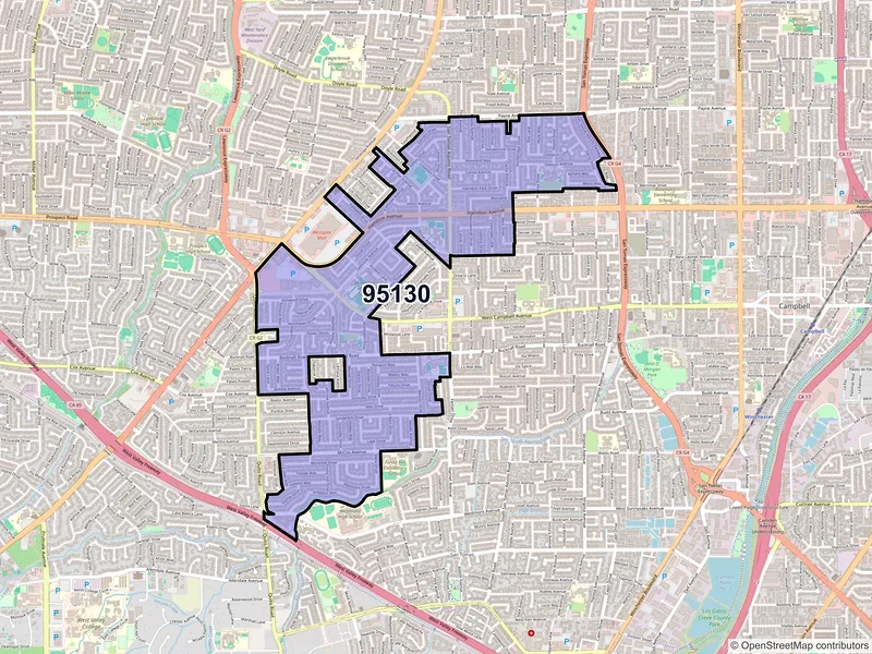 Map of ZIP Code 95130 — San Jose, CA
