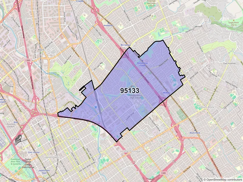 Map of ZIP Code 95133 — San Jose, CA