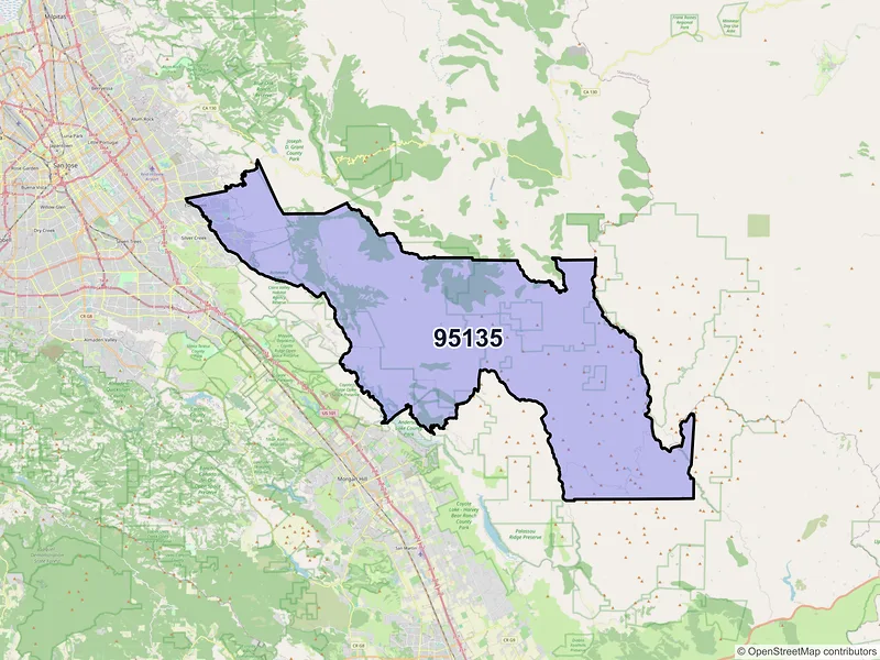 Map of ZIP Code 95135 — San Jose, CA