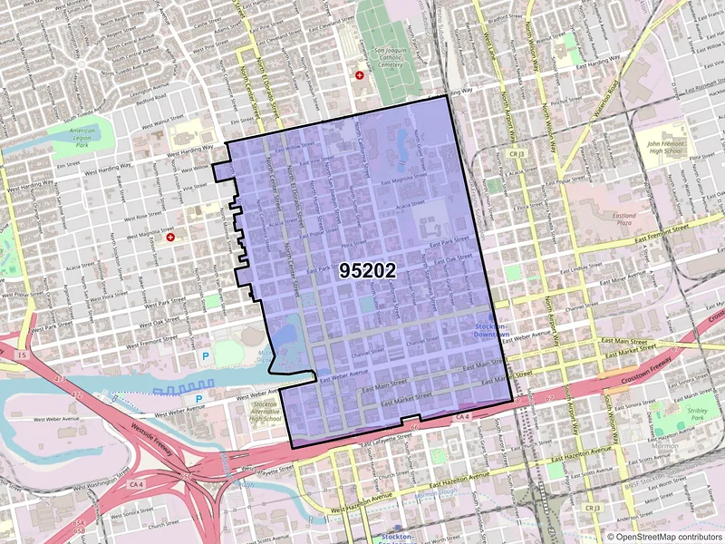 Map of ZIP Code 95202 — Stockton, CA