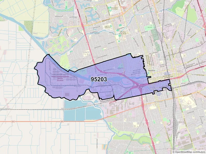 Map of ZIP Code 95203 — Stockton, CA