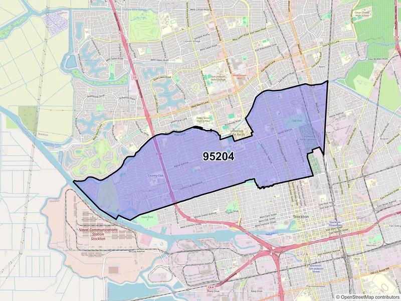 Map of ZIP Code 95204 — Stockton, CA