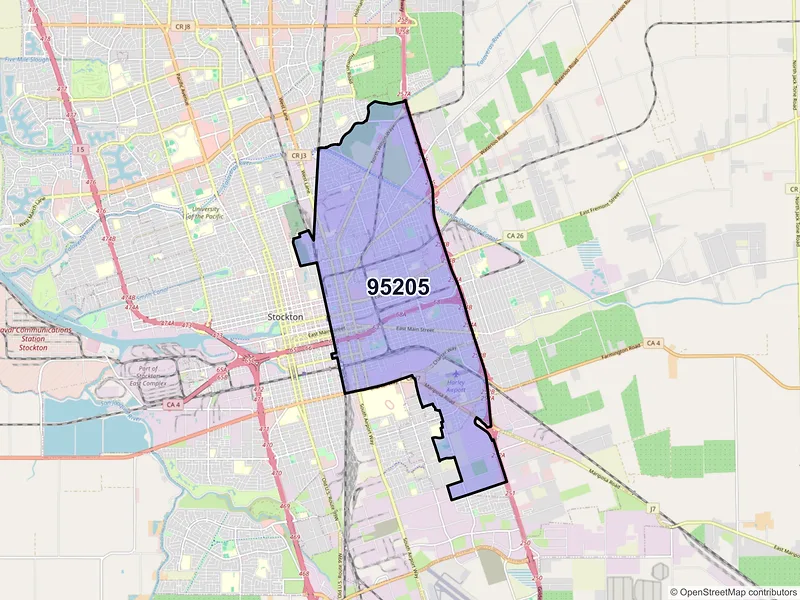 Map of ZIP Code 95205 — Stockton, CA