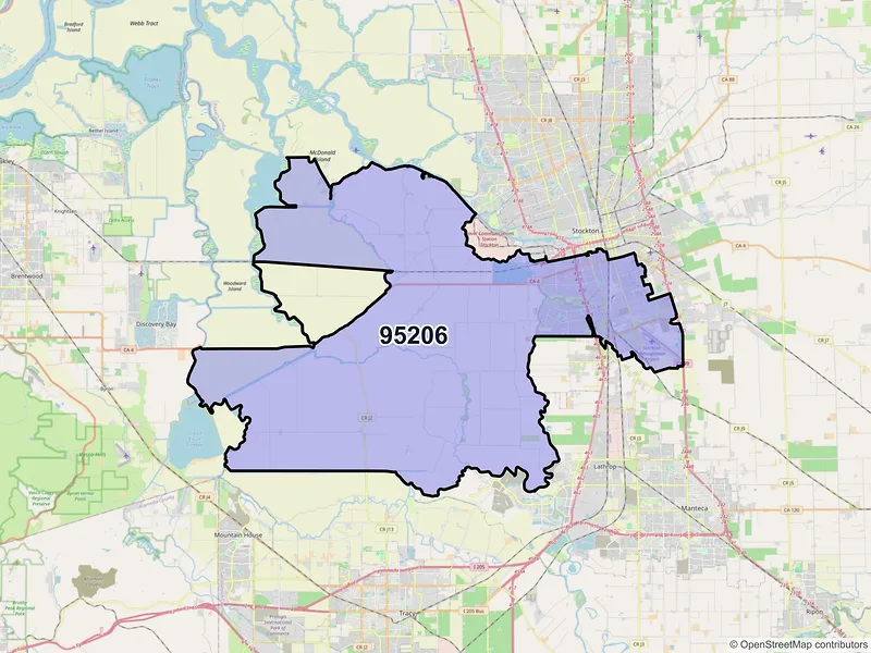 Map of ZIP Code 95206 — Stockton, CA