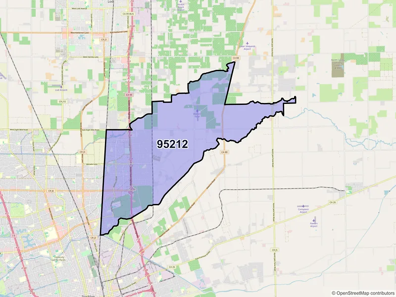 Map of ZIP Code 95212 — Stockton, CA