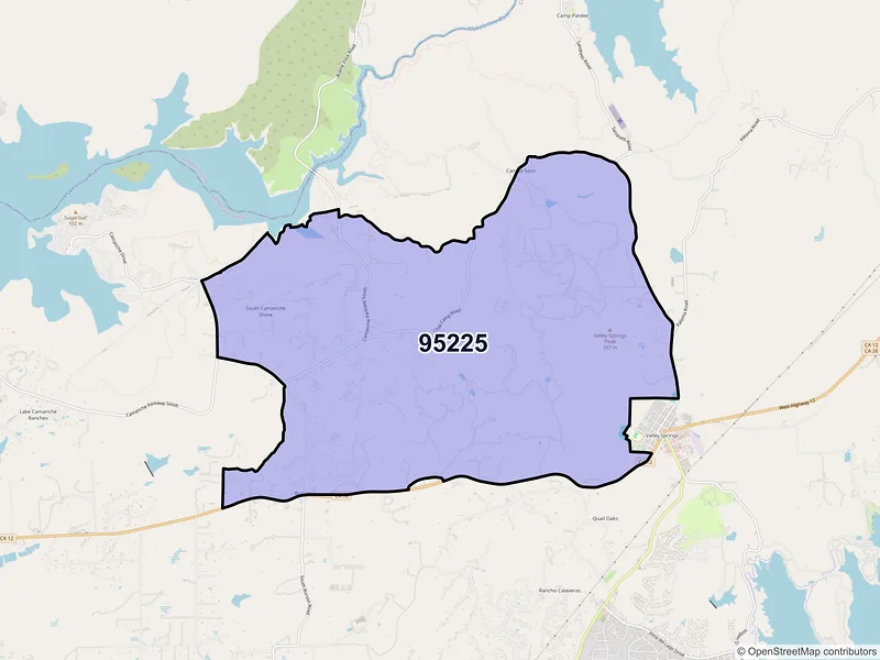 Map of Burson, California and ZIP codes