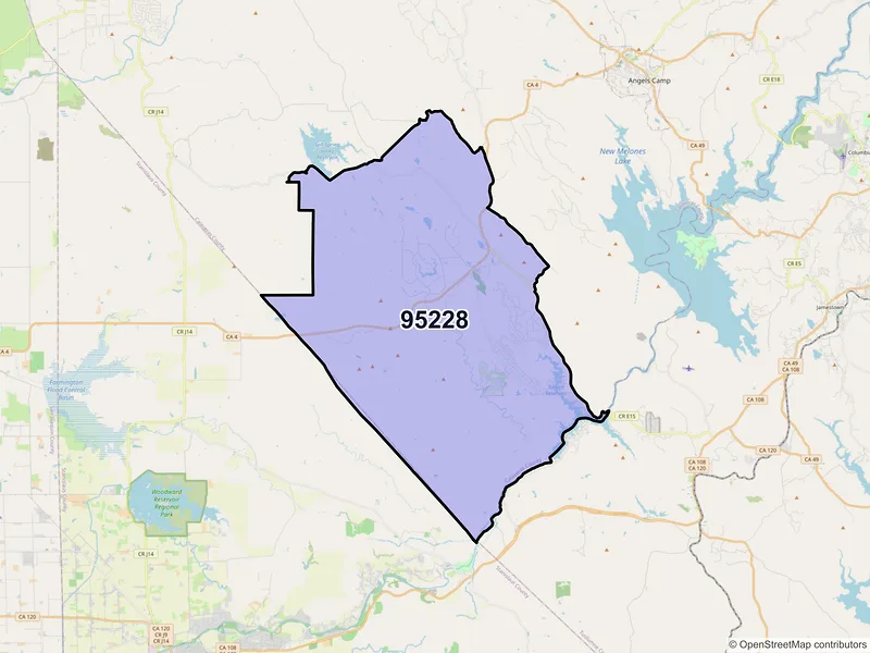 Map of ZIP Code 95228 — Copperopolis, CA