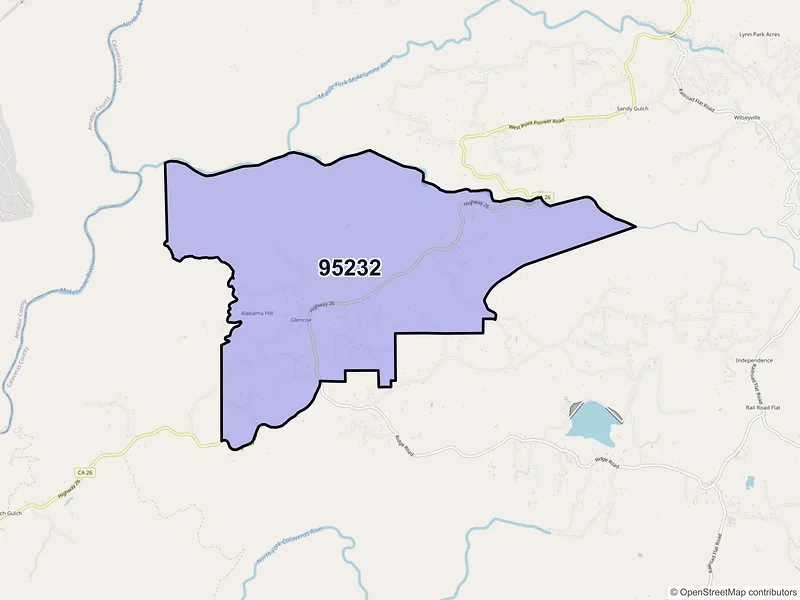 Map of ZIP Code 95232 — Glencoe, CA