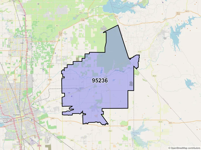 Map of Linden, California and ZIP codes