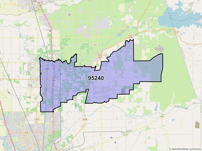 Map of ZIP Code 95240 — Lodi, CA