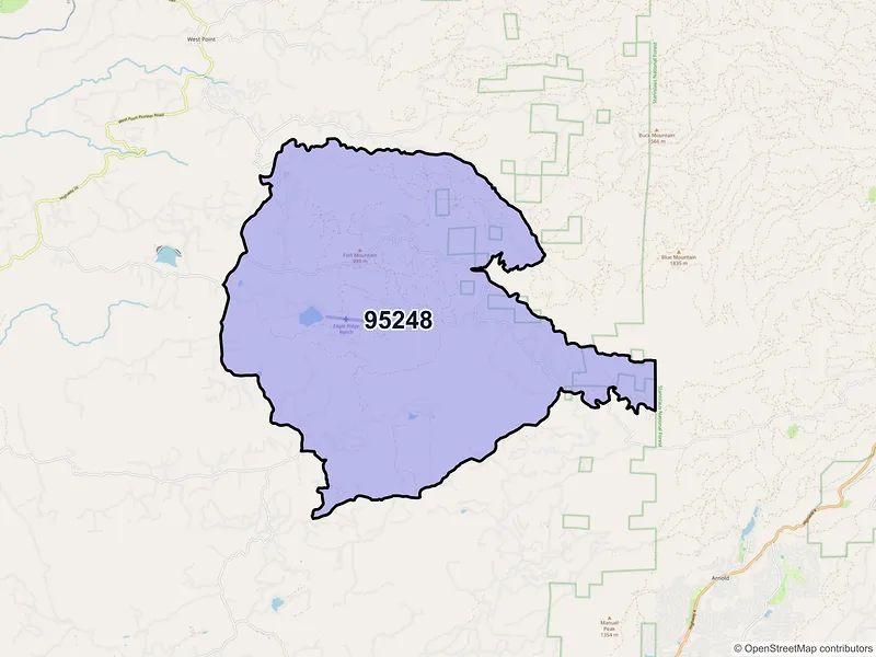 Map of Rail Road Flat, California and ZIP codes