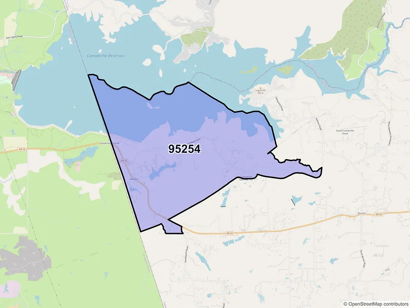 Map of Wallace, California and ZIP codes