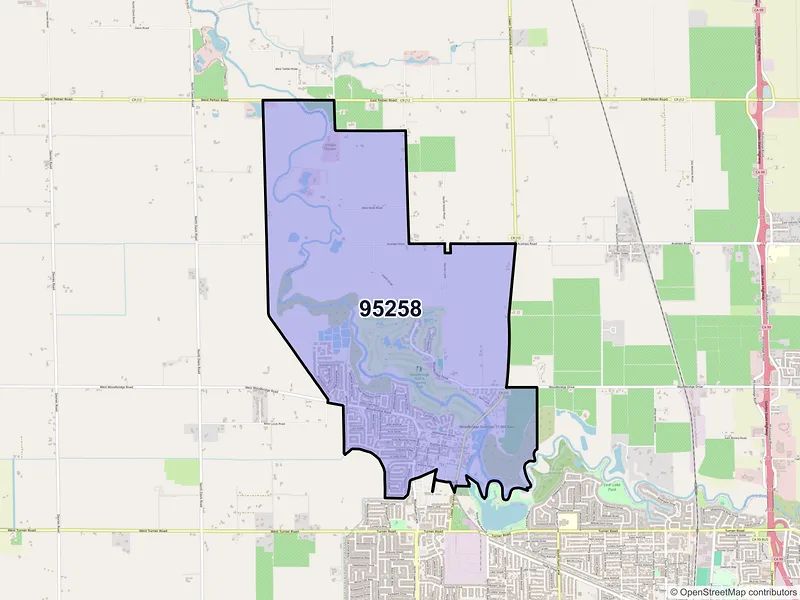 Map of ZIP Code 95258 — Woodbridge, CA