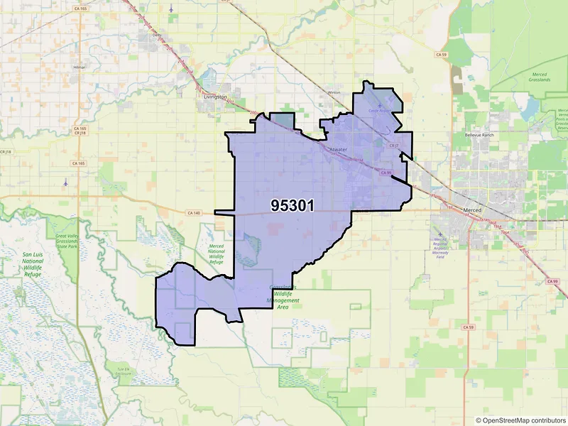 Map of ZIP Code 95301 — Atwater, CA