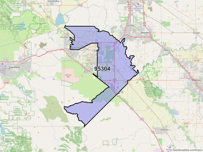 Map of ZIP Code 95304 — Tracy, CA