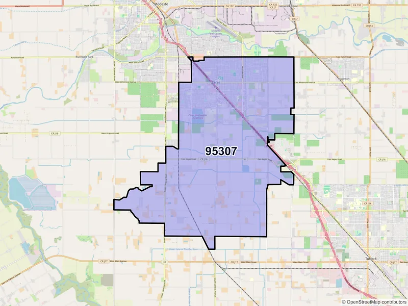 Map of ZIP Code 95307 — Ceres, CA