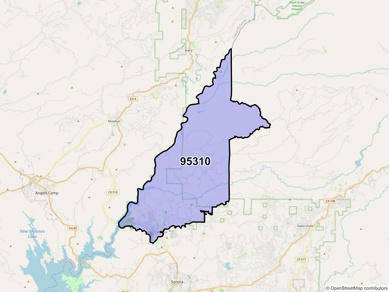Map of ZIP Code 95310 — Columbia, CA