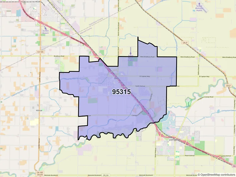 Map of ZIP Code 95315 — Delhi, CA